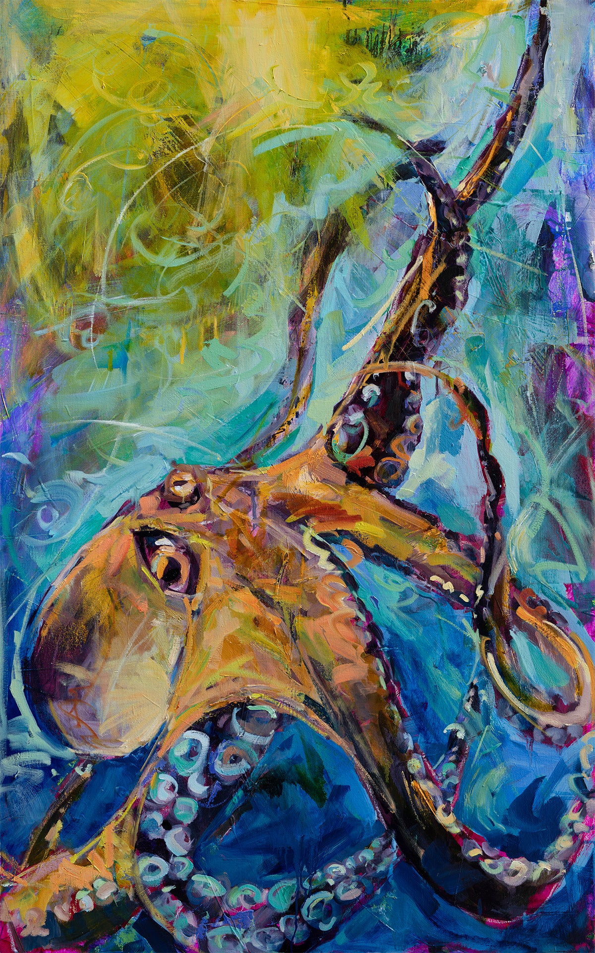 Athena the Octopus | 30x48 | Original Oil on Canvas