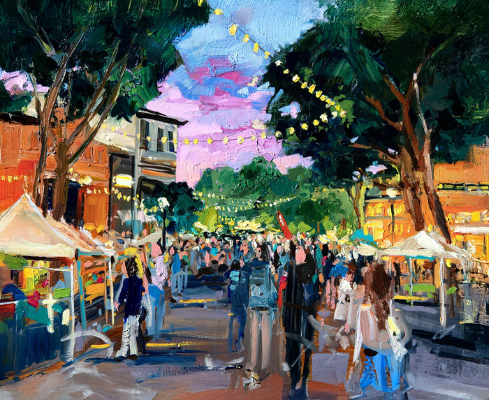 Farmers Sunset Stroll — oil painting by Drew Davis