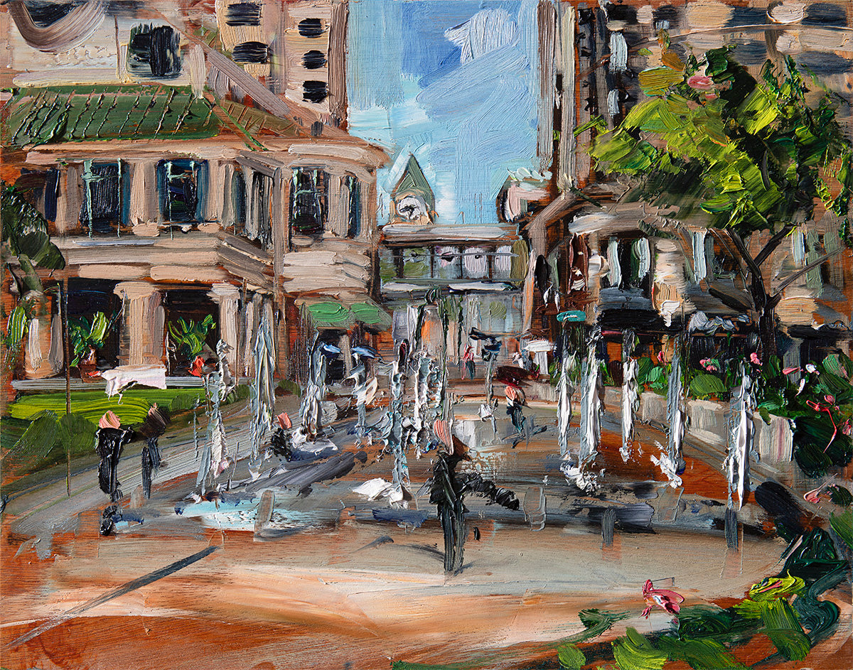 San Jose Fountains | 11x14 | Oil on Wood Panel