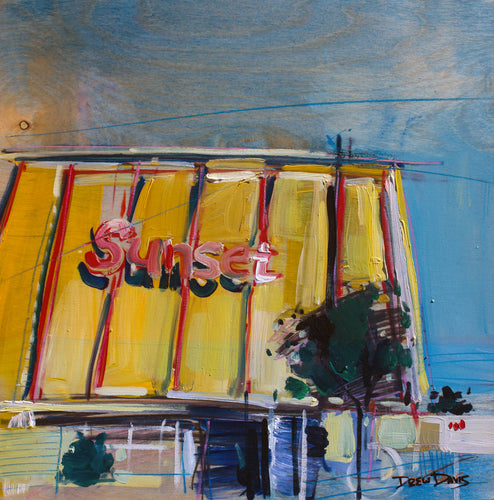 At The Drive In by Drew Davis — Oil on Canvas, 48×48 in