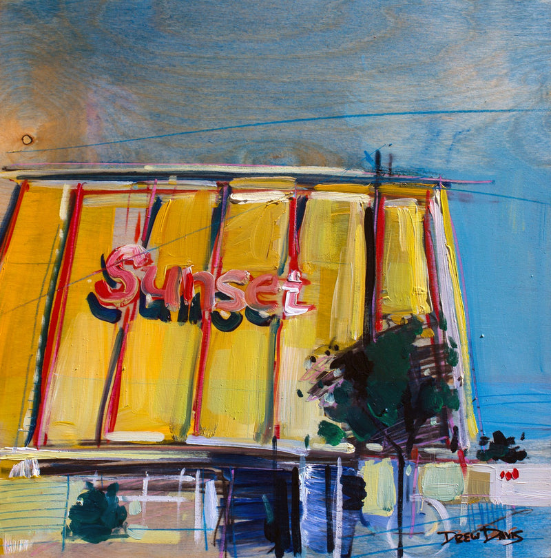 At The Drive In by Drew Davis — Canvas Print, 12×12 in