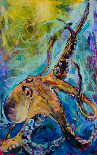 Athena the Octopus by Drew Davis — Oil on Canvas, 30×48 in
