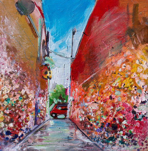 Bubblegum Alley by Drew Davis — Oil on Canvas, 48×48 in