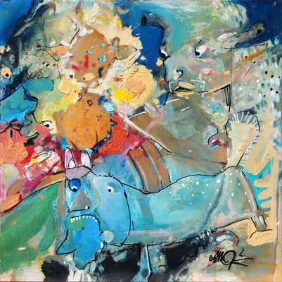 Blue Dog by Drew Davis — Canvas Print, 10×10 in