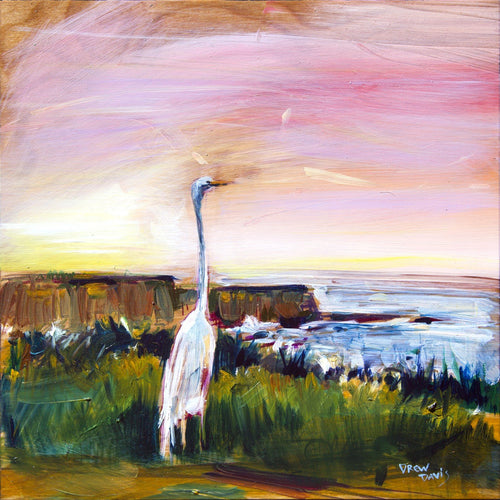 Blue Heron Full by Drew Davis — Canvas Print, 10×10 in