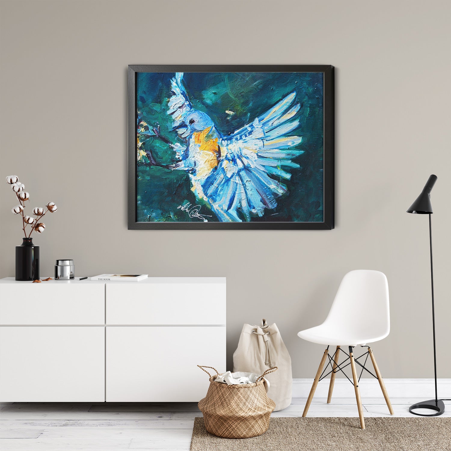 Blue Jay by Drew Davis — Canvas Print, 12×12 in