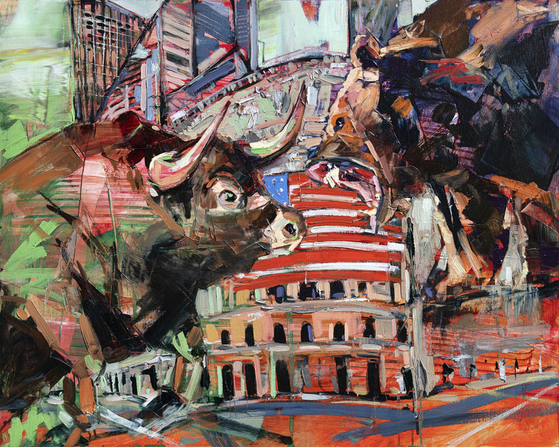 Bulls and the Bears by Drew Davis — Canvas Print, 24×30 in