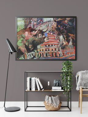 Bulls and the Bears by Drew Davis — Canvas Print, 24×30 in