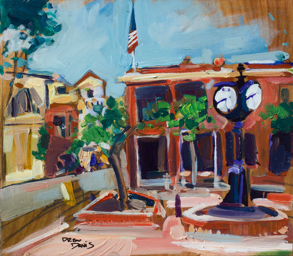 Courthouse Clock by Drew Davis — Oil on Canvas, 48×60 in