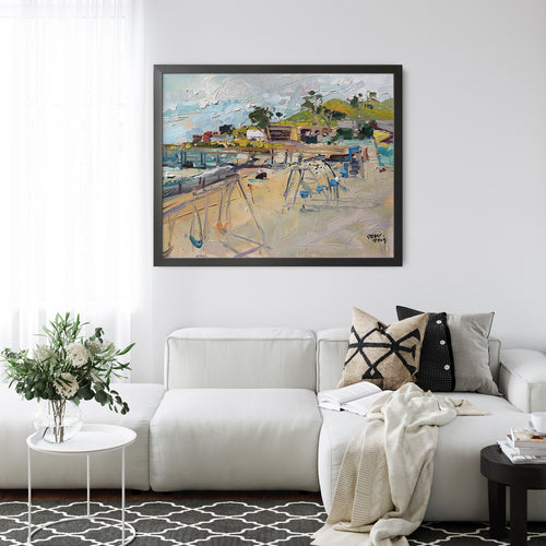 Cayucos Swings by Drew Davis — Canvas Print, 9×12 in