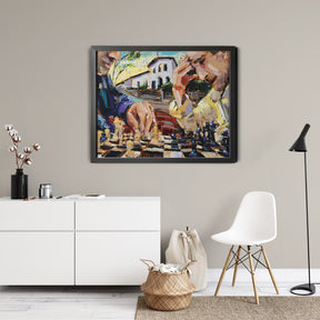 Chess At The Mission by Drew Davis — Canvas Print, 9×12 in