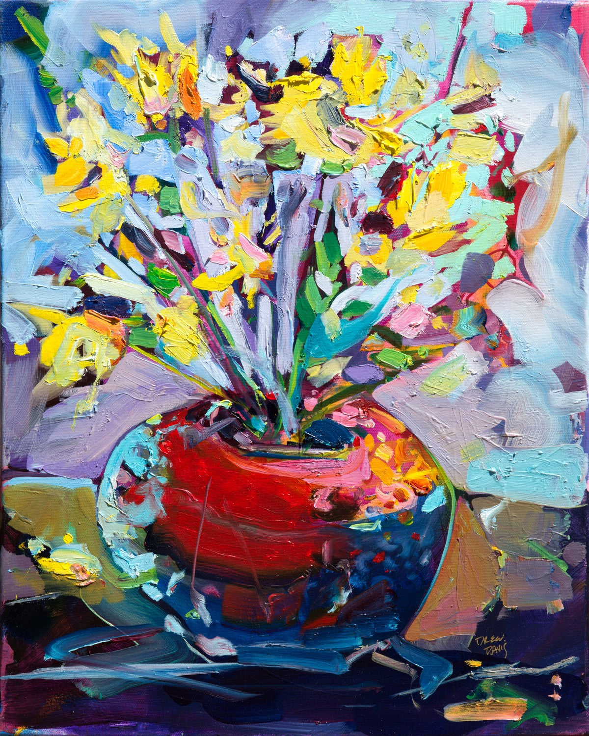 Daisys In A Pot by Drew Davis — Canvas Print, 16×20 in