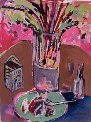 Dinner With Flowers by Drew Davis — Canvas Print, 9×12 in