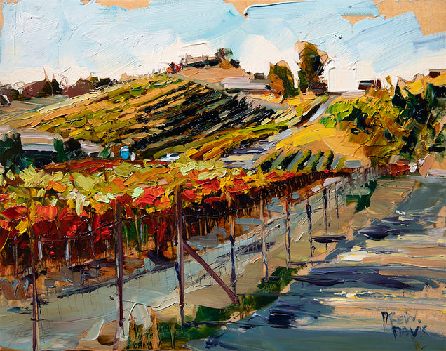 Fall Paso Vines by Drew Davis — Oil on Panel, 48×60 in
