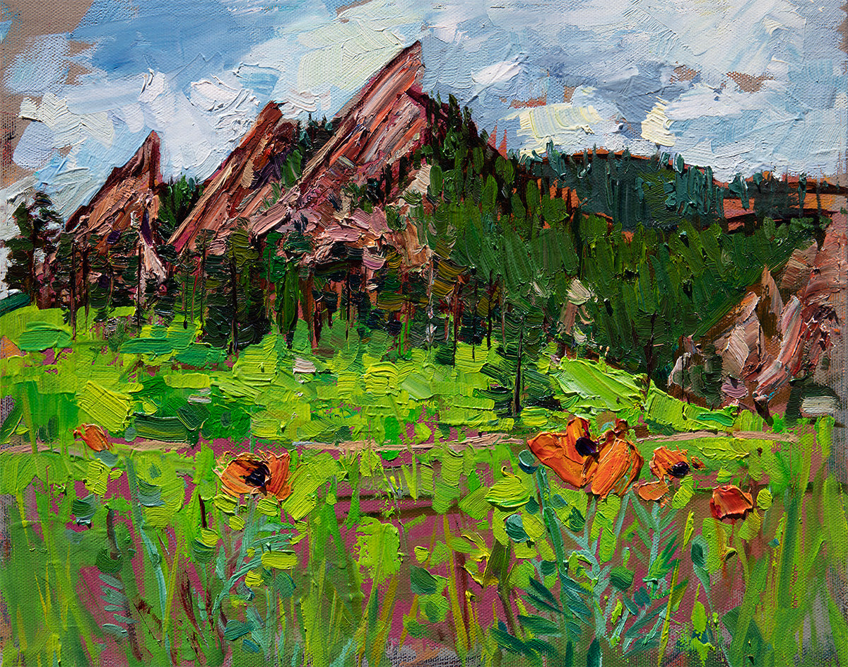 Original Landscape Painting on Canvas Park Fountain 11x14