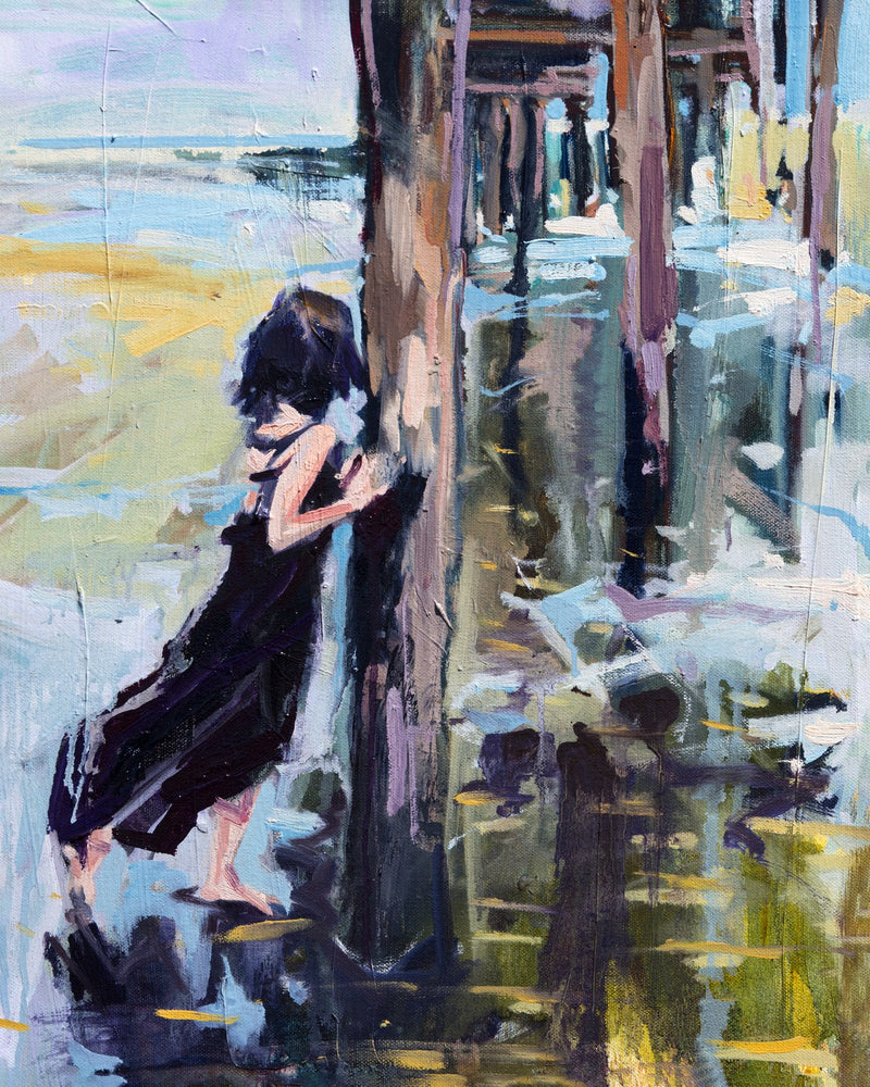 Girl At The Pier by Drew Davis — Canvas Print, 16×20 in