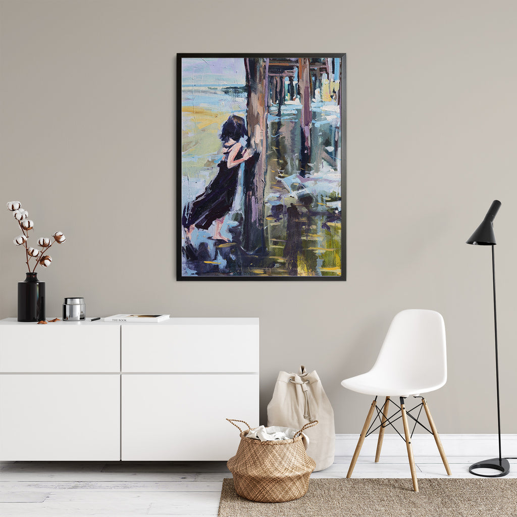 Girl At The Pier by Drew Davis — Canvas Print, 16×20 in