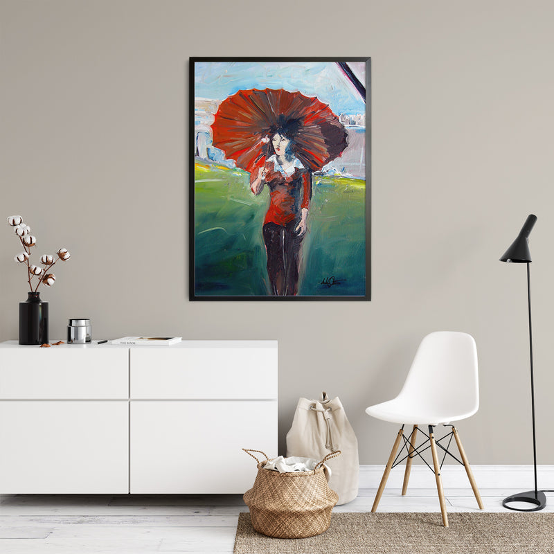 Girl With Red Umbrella - View 2