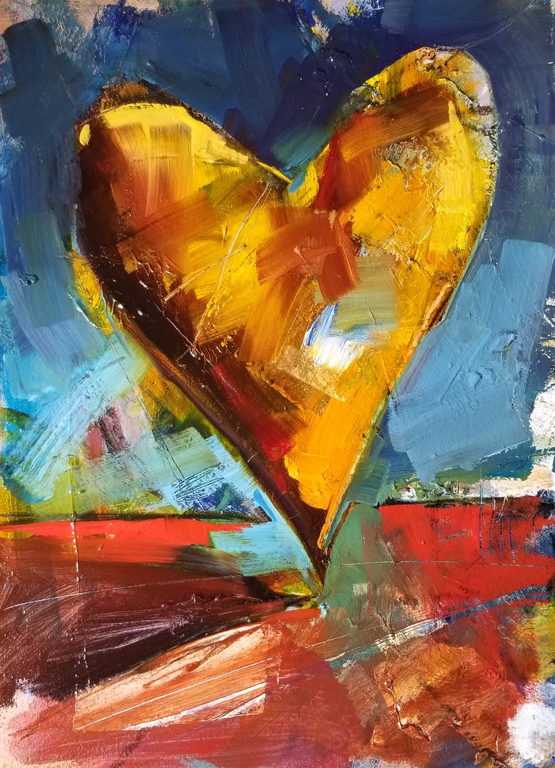Gold And Blue Heart 4 by Drew Davis — Canvas Print, 11×14 in