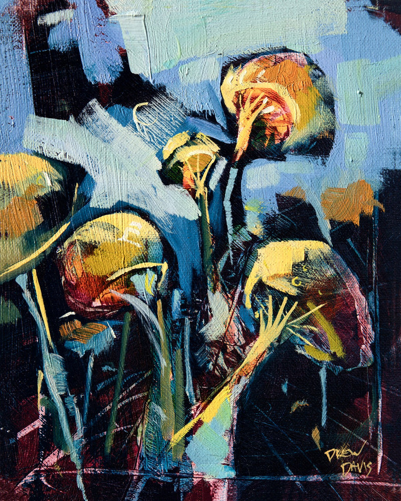 Golden Mushrooms by Drew Davis — Canvas Print, 8×10 in