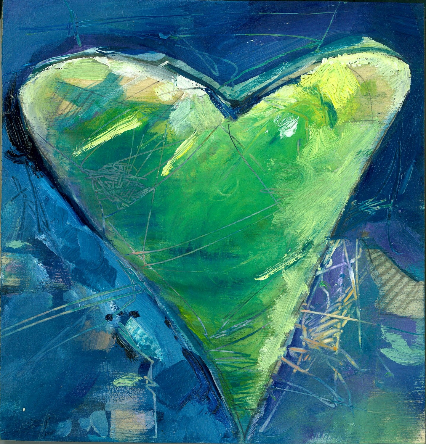Green Hart by Drew Davis — Canvas Print, 8×8 in