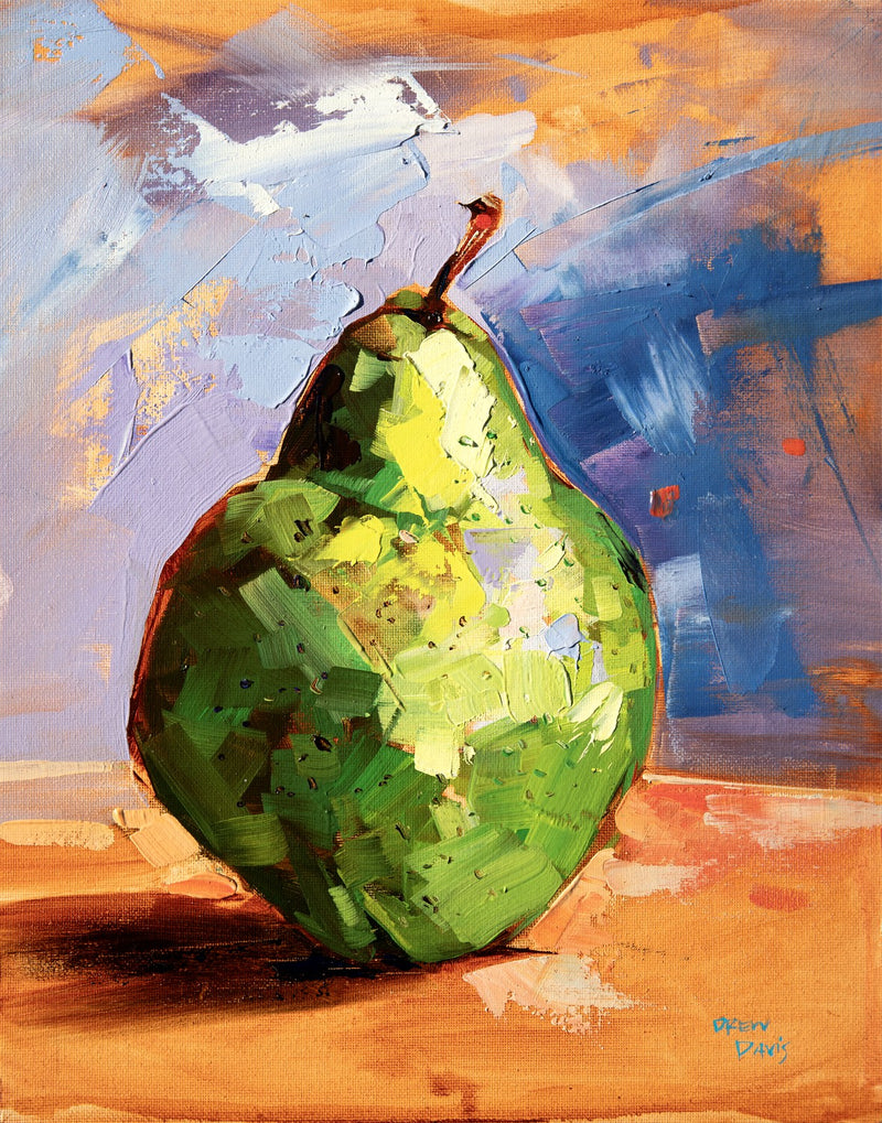 Green Pear by Drew Davis — Canvas Print, 11×14 in