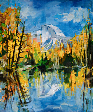 Half Dome Fall Reflection | 20x24 | Original Oil on Canvas