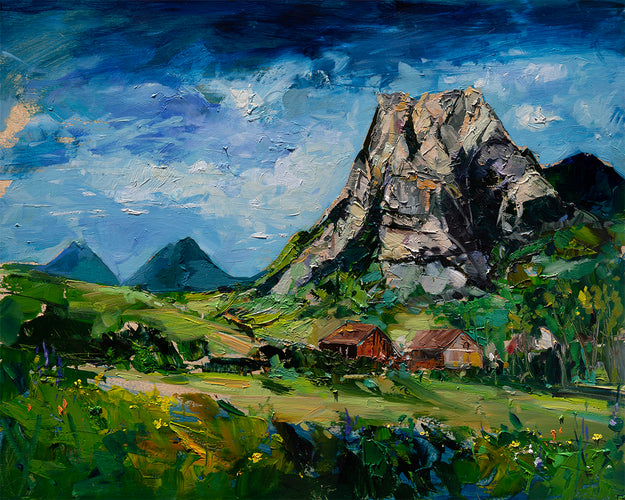 Hollister Peak Farms by Drew Davis — Oil on Canvas, 48×60 in