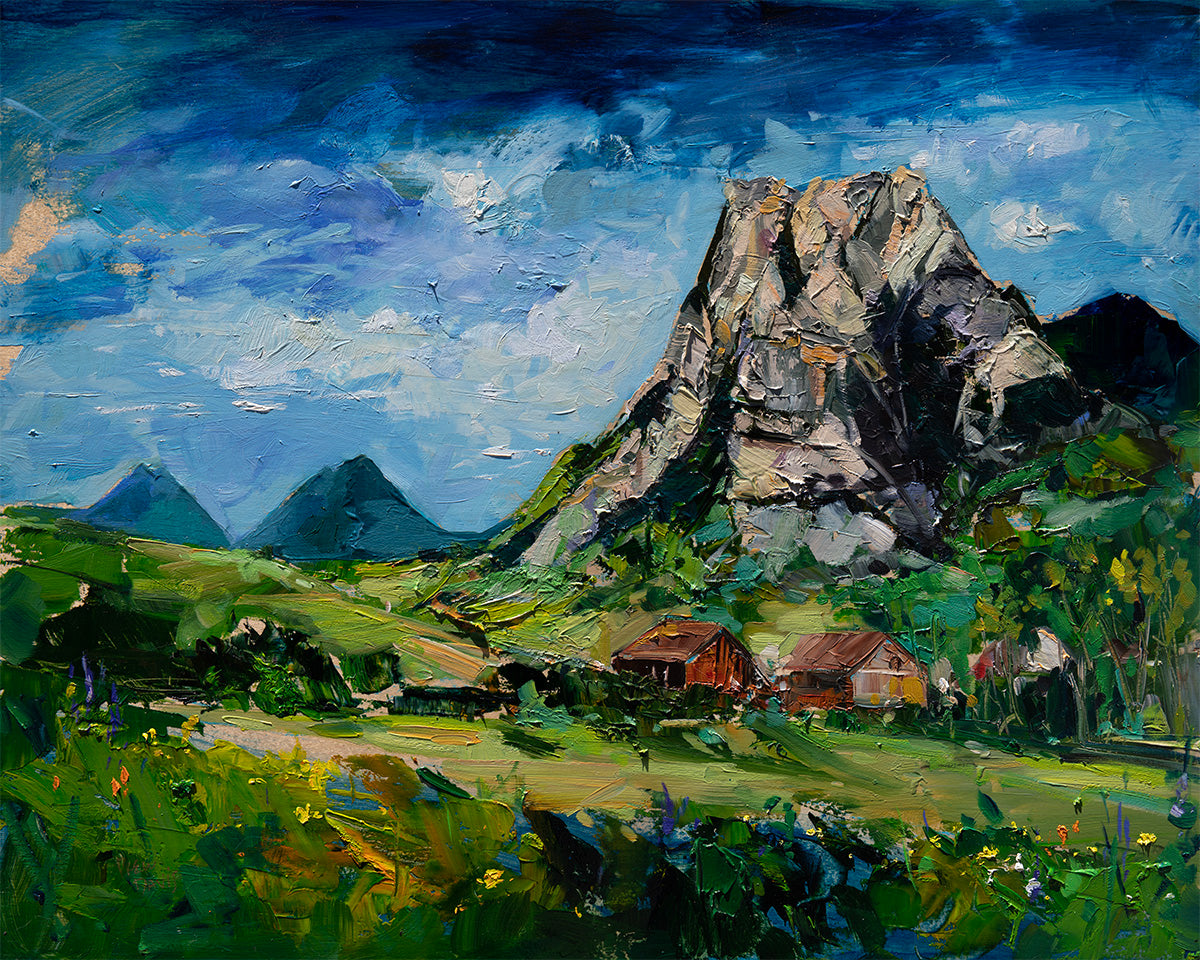 Hollister Peak Farms by Drew Davis — Oil on Canvas, 48×60 in