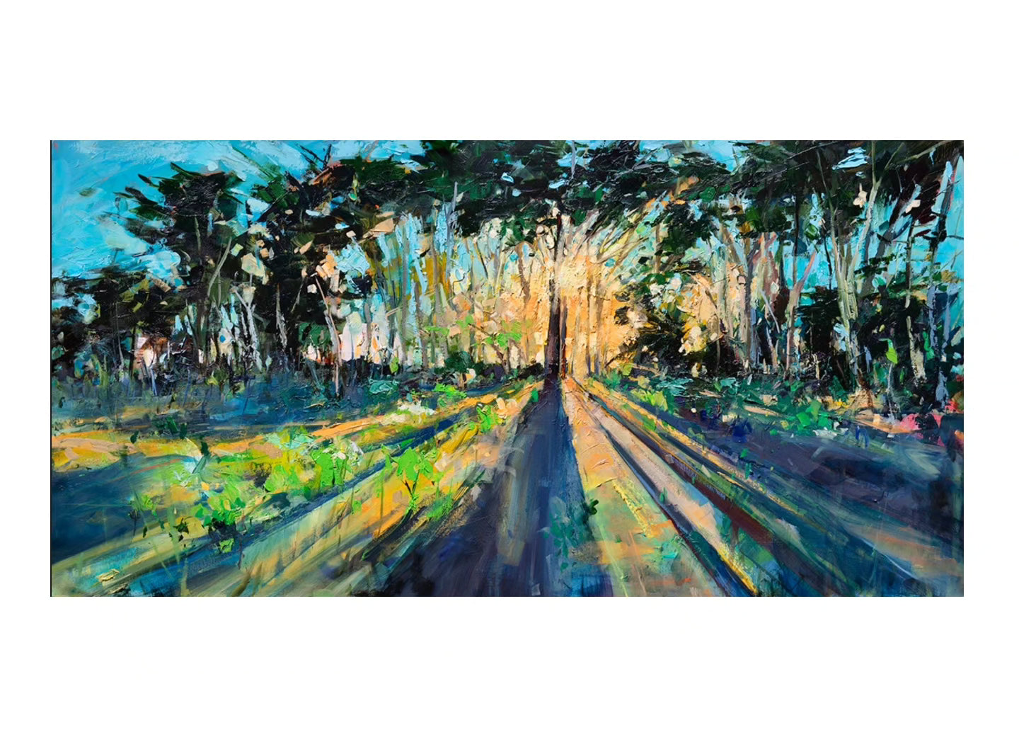 San Simeon Point Tree Ray Glow | 24x48 | ORIGINAL UV OIL ON CANVAS