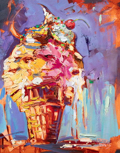 Icecream Disaster 1 by Drew Davis — Oil on Canvas, 48×60 in