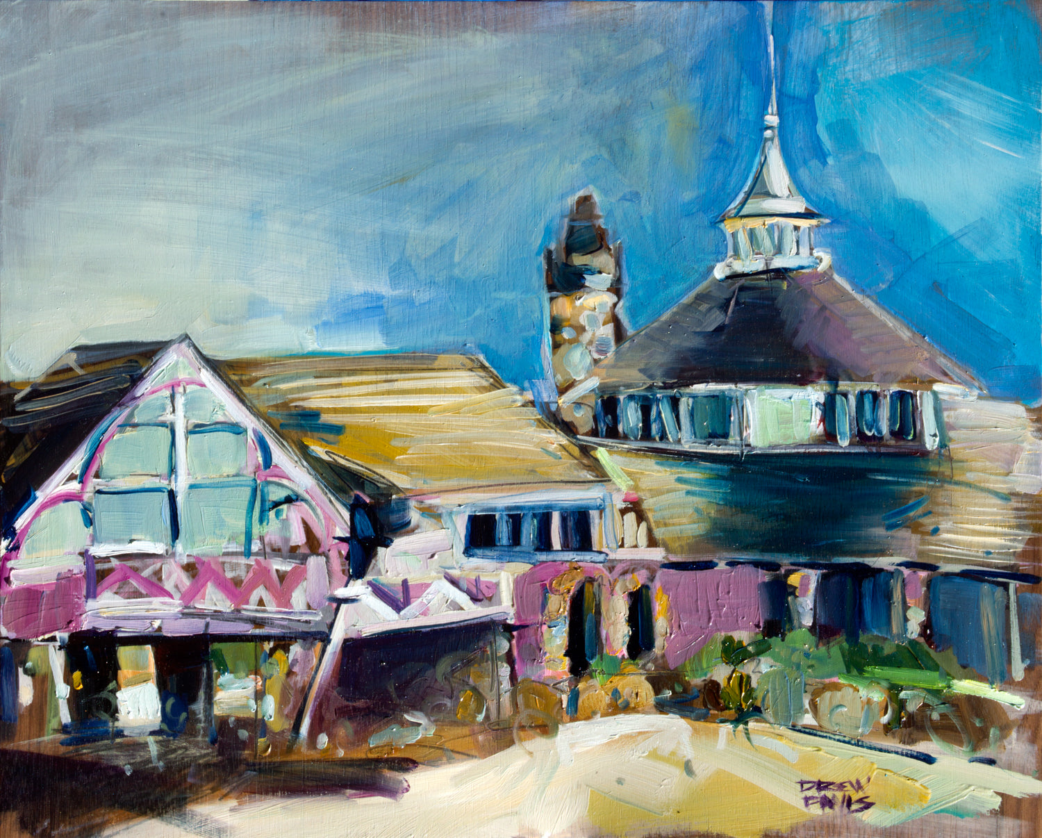 Madonna Inn by Drew Davis — Oil on Canvas, 48×60 in