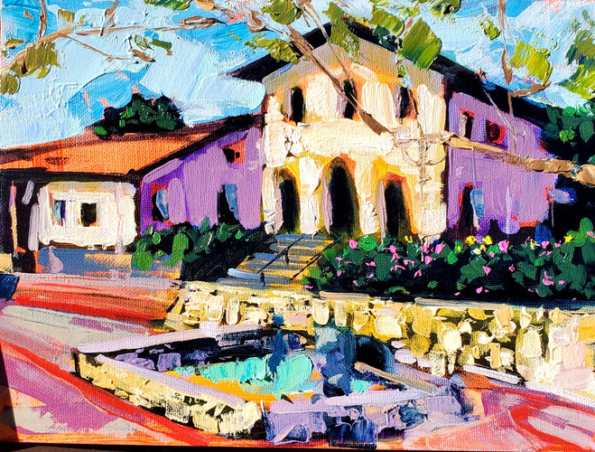 Mission Fountain Glow by Drew Davis — Canvas Print, 11×14 in