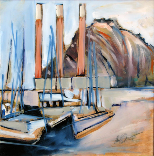 Morro Boats by Drew Davis — Canvas Print, 18×18 in