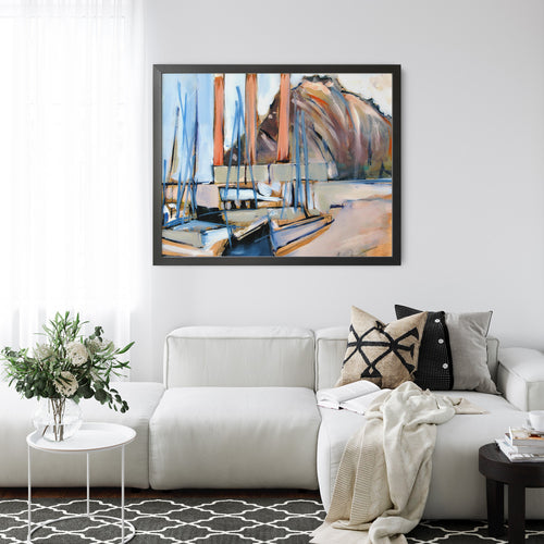 Morro Boats by Drew Davis — Canvas Print, 10×10 in