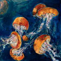 Neon Jellies | 36×36 | Original Oil on Canvas