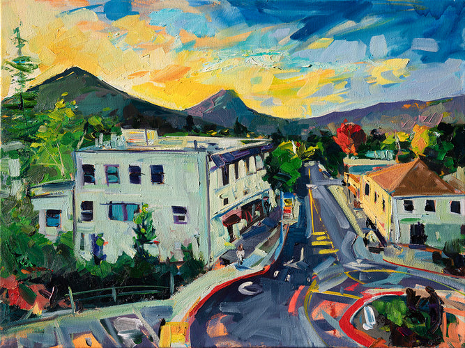 Osos St Sunset View by Drew Davis — Oil on Canvas, 43×56 in