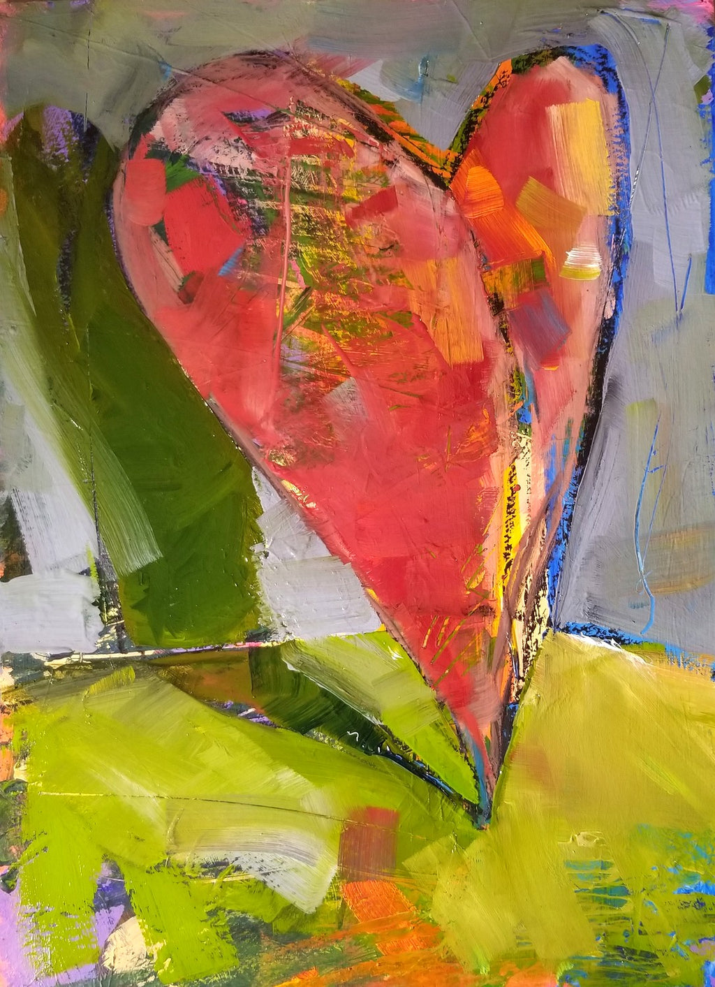 Pink And Green Heart by Drew Davis — Canvas Print, 11×14 in