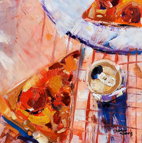 Pizza And Beer by Drew Davis — Canvas Print, 10×10 in