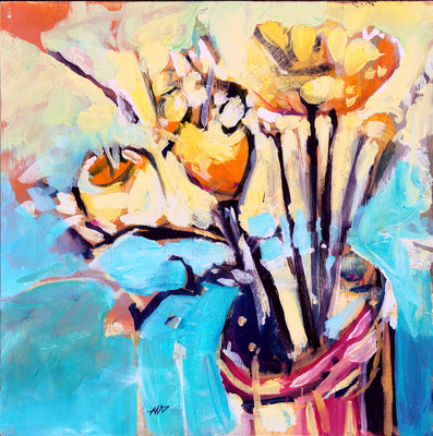 Poppies in a jar by Drew Davis — Canvas Print, 10×10 in