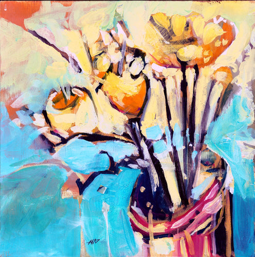 Poppies in a jar by Drew Davis — Canvas Print, 10×10 in
