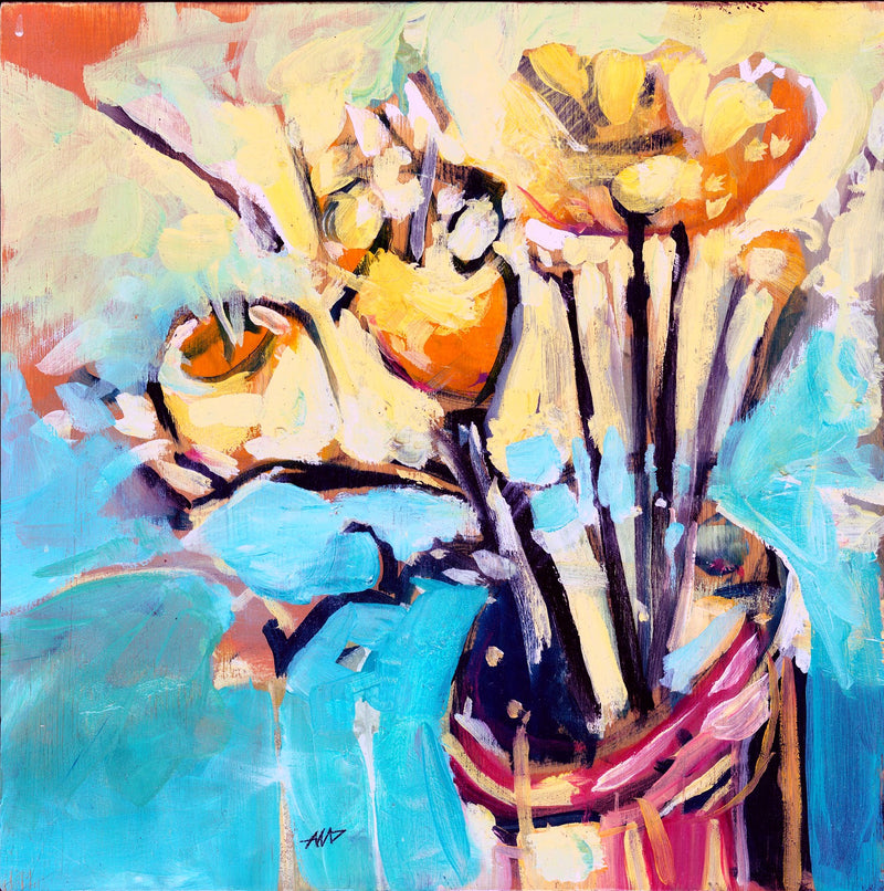 Poppies in a jar by Drew Davis — Canvas Print, 10×10 in