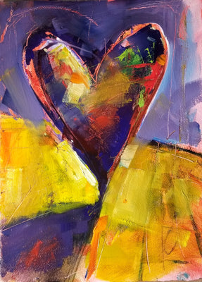 Purple And Yellow Heart 2 by Drew Davis — Canvas Print, 11×14 in