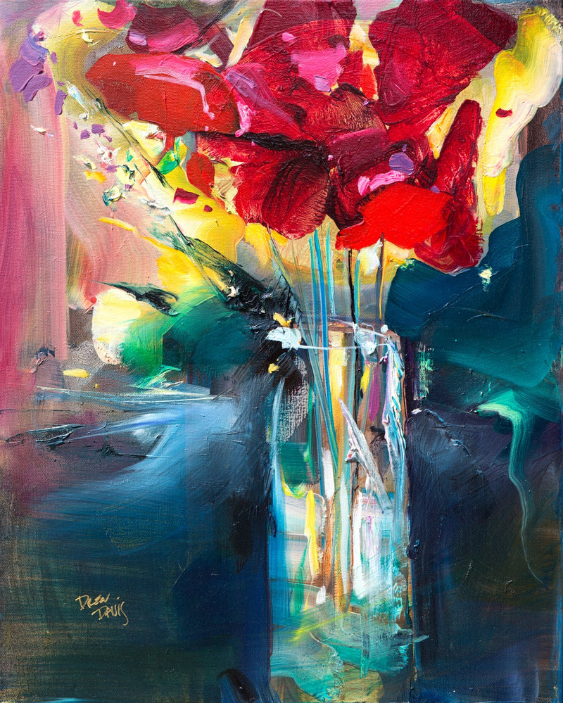 Red Flowers by Drew Davis — Canvas Print, 16×20 in