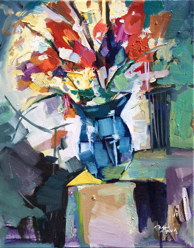 Red Flowers Splash by Drew Davis — Canvas Print, 11×14 in