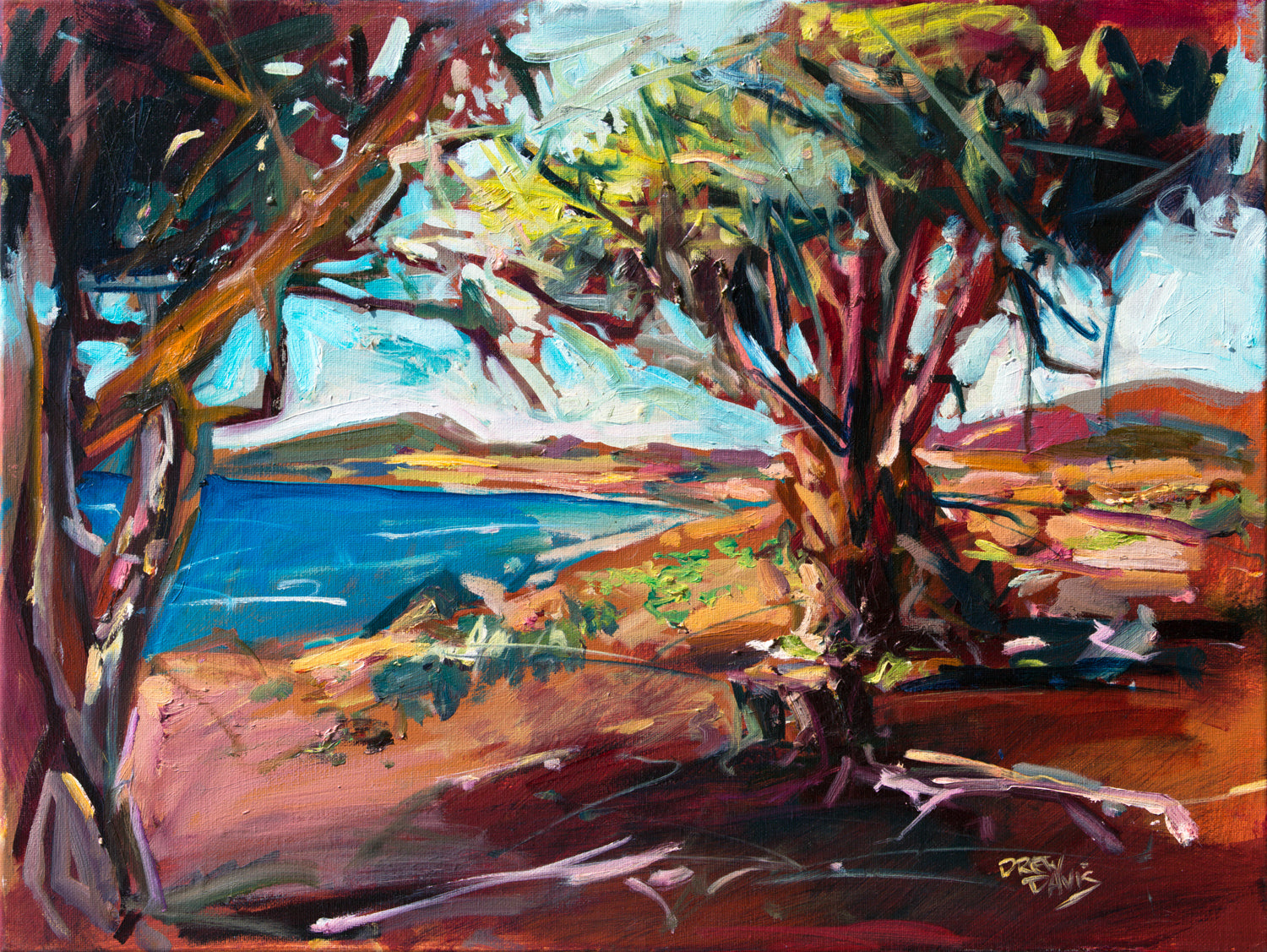 San Simeon View by Drew Davis — Oil on Canvas, 43×56 in
