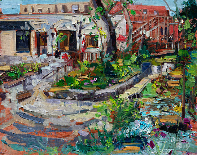 Slo Mission Creek View by Drew Davis — Oil on Canvas, 48×60 in