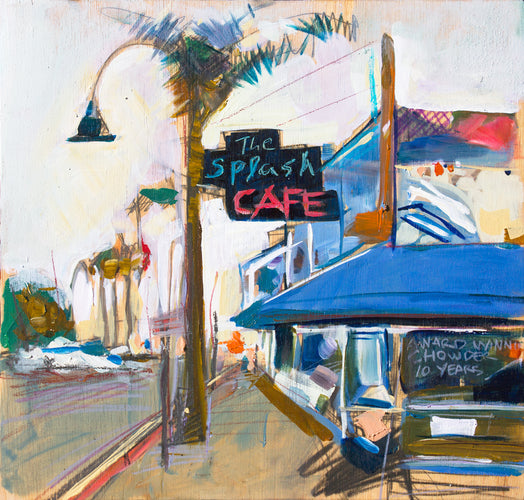 Splash Cafe by Drew Davis — Oil on Canvas, 48×48 in