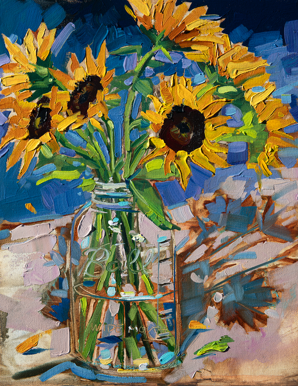 Sunflowers in mason jar | 18x24 | 🔴 SOLD - PRINTS AVAILABLE