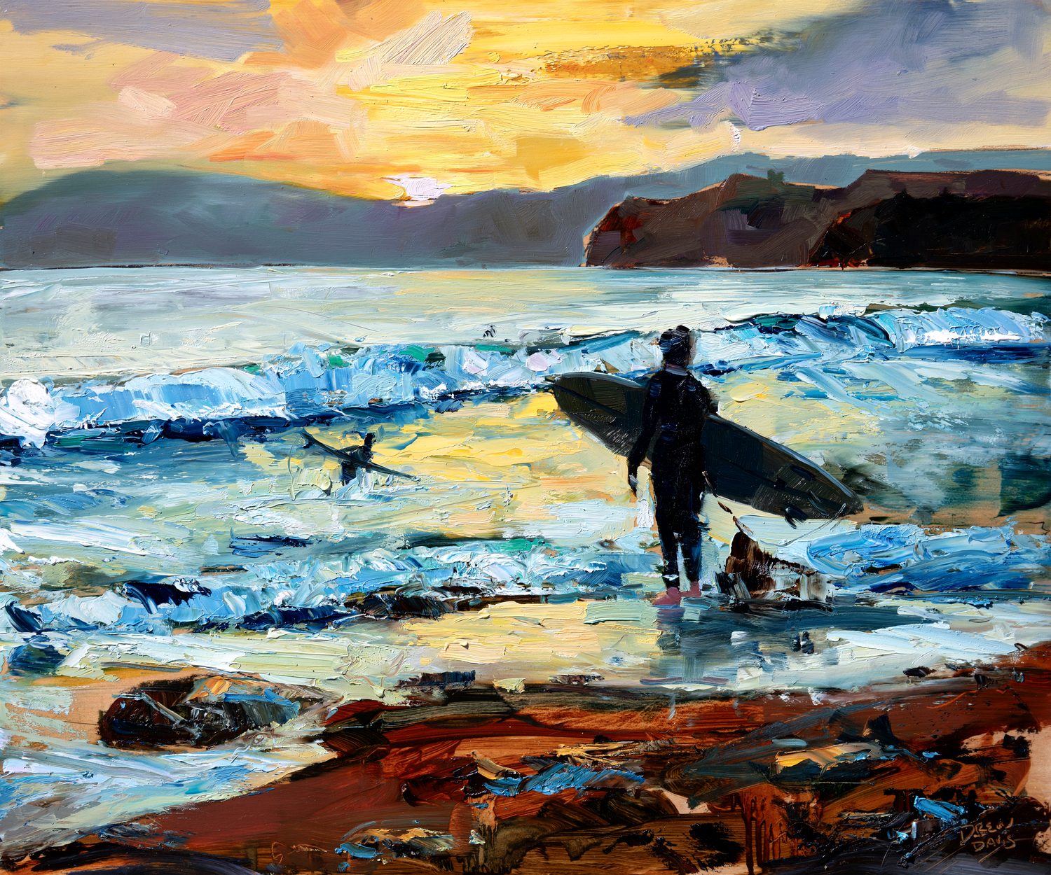 Shell Beach Sunset Surf by Drew Davis — Canvas Print, 20×24 in